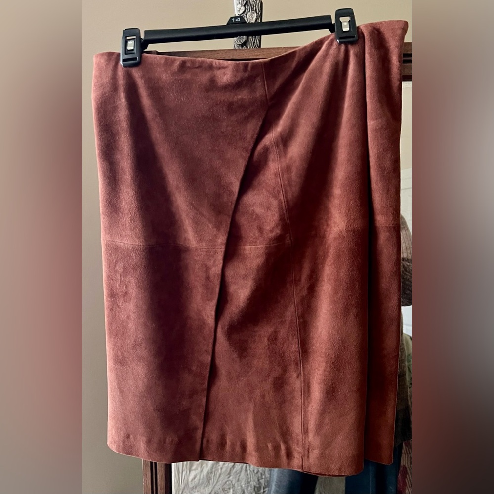 Elegant Leset Brown Buttery Suede Skirt